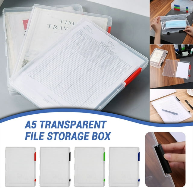 Xihbxyly A5 Transparent Storage Box Clear Plastic Document Paper Filling Case File Box