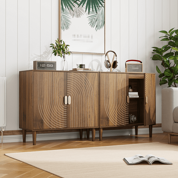 Algherohein Sideboards and Buffets Kitchen Cabinets,Modern Buffet Cabinet with Storage Shelf,2 Pack