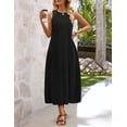 thumbnail image 4 of Merokeety Womens Summer Dress Pleated Tank Maxi Dress Crew Neck Beach Vacation Sundress Black s, 4 of 5