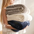 thumbnail image 6 of Regal Living Ultra Soft Plush Fleece Blanket, Double-Sided Cozy Warm Queen, Navy, 92" x 90", 6 of 9