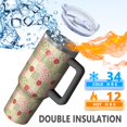 thumbnail image 5 of 40oz Pioneer Flower Floral Print Pattern Insulated Tumbler with Handle, BPA-Free Leak Proof Lid and Straws, Double Wall Vacuum, Hot 12h/Cold 34h, 5 of 6