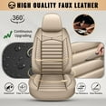 thumbnail image 4 of DIKSOAKR Car Seat Cover Fit for Ford Fiesta 2011-2019: Full Set Seat Covers Faux Leather Seat Cushion Waterproof Seat Protector Airbag Compatible(5 Seats,Beige), 4 of 7