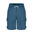thumbnail image 5 of YLSDY Men's Cargo Shorts Casual Lightweight Quick Dry Summer Outdoor Hiking Drawstring Multi-Pocket Relaxed Fit Cargo Shorts Blue XXL, 5 of 7