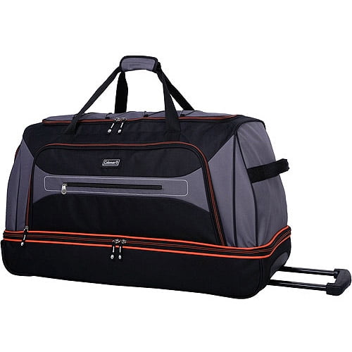 coleman 30 rolling drop bottom duffel bag grey