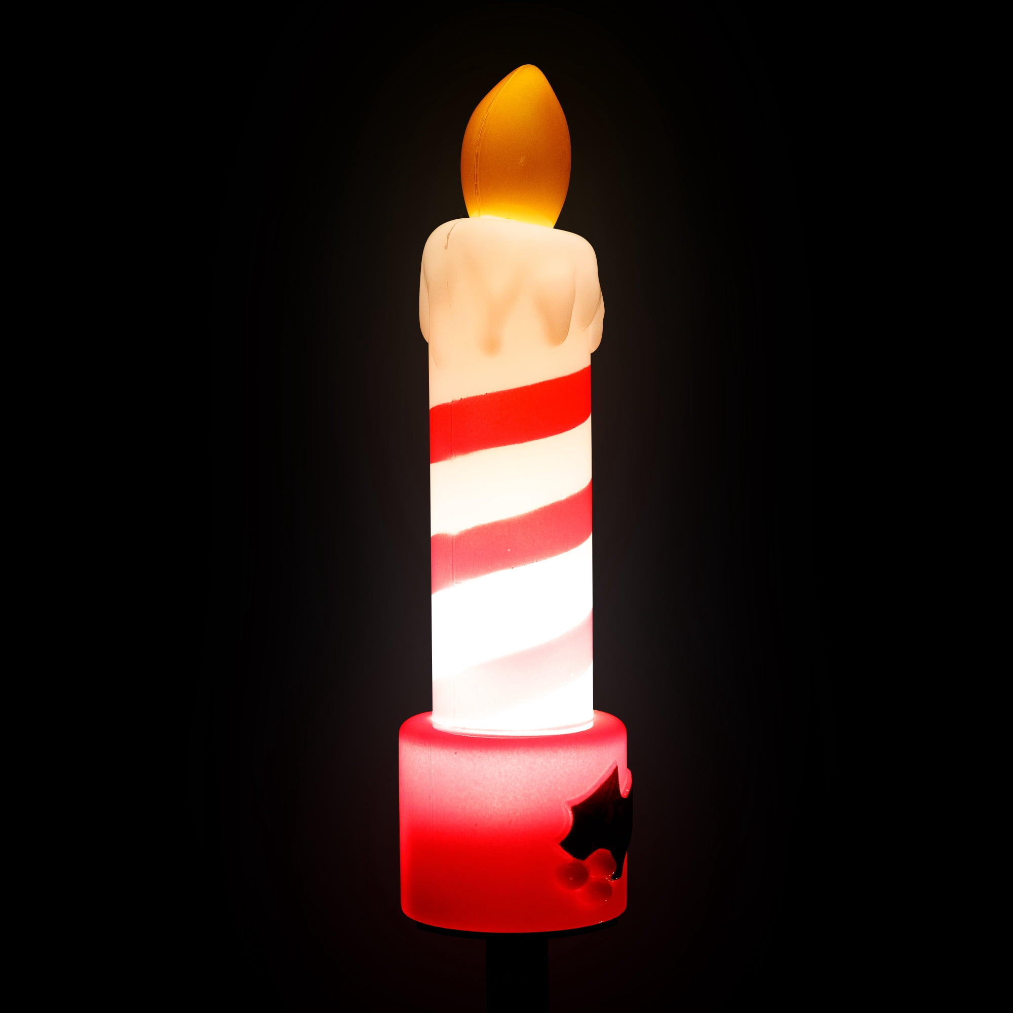 Candle with Holly Outdoor Christmas Pathway Markers - 17.25" - Set of 3