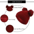thumbnail image 2 of Women Double Pom Pom Beanies Hat, Winter Hats for Women Cold Weather Warm Knit., 2 of 2
