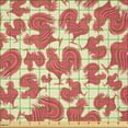 thumbnail image 2 of Ambesonne Farm Fabric by the Yard Microfiber, Rooster Chicken Animal Pattern, 5 Yards, Cream Coral, 2 of 2