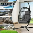 thumbnail image 7 of CHABATREE Egg Chair with Stand,Patio Rattan Wicker Hanging Swing Egg Chair Hammock Chair for Bedroom Porch Garden,Thickened Aluminum Alloy Steel Frame and UV Resistant Cushion,350LBS Capacity, 7 of 7