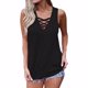 thumbnail image 2 of Camiseta sin mangas Chaleco con cordones con cuello en V Camiseta sin mangas de color sólido para mujer, Negro, S Yuarrent AP001796-01, 2 of 6