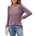 thumbnail image 3 of Langwyqu Long Sleeve Women Square Neck Puff Sleeve Solid Casual Sweatshirt Tops, 3 of 5