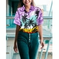 thumbnail image 6 of HAPPY BAY Hawaiian Shirts Womens Casual Summer Beach Party Short Sleeve Blouse Shirt Dressy Blouses Button up Dress Tee Shirts T Shirts for Women L Palm Tree View, Autumn Purple, 6 of 6