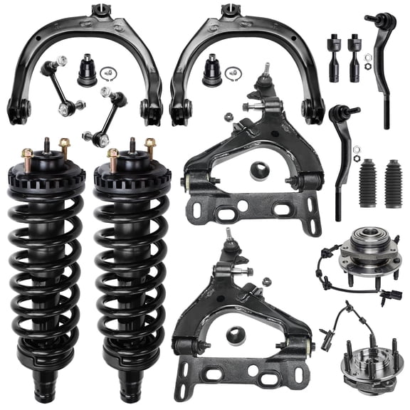 Detroit Axle - 18pc Front End Kit for 04-07 Chevy Trailblazer GMC Envoy Buick Rainier Upper Lower Control Arms [4.2 L] Struts Wheel Bearing Hubs Sway Bars Inner Outer Tie Rods Ball Joints Replacement