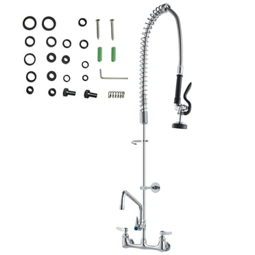 G1/2 Inch Pre-Rinse Kitchen Faucet Sprayer - Pull Down Sink Spray Head With Stainless Hose (Black)
