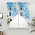 thumbnail image 5 of Lighthouse Kitchen Window Curtains, Swag Curtains Valance for Bedroom Living Room Bathroom, Blue Coastal Nautical Ocean Beach Palm Tree Rod Pocket Window Curtain Block Drapes 2 Panels 36"x45", 5 of 9