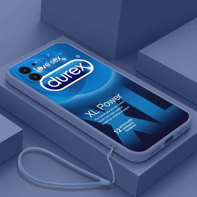 Funda de teléfono con diseño de caja de condón Sexy para iPhone 14, 13, 12, 11 Pro Max, Mini, X, XR, XS, MAX, SE20, 8, 7 Plus, con correa de mano Fivean unisex