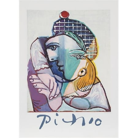 Pablo Picasso 7895 Portrait de Femme au Veret Escossais, Lithograph on Paper 29 In. x 22 In. - Yellow, Green, Blue, Purple