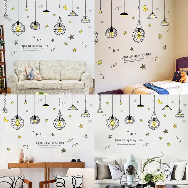 Gwong Decoración hogareña Decoración de la etiqueta engomada de la pared del hogar de la oficina de la luna de la estrella moderna Gwong 92541