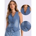 thumbnail image 2 of DARING DIVA Women's Button Down Jean Waistcoat Fashion Jacket XS Light Blue, 2 of 6