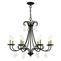 40878-04-Livex Lighting-Daphne - 8 Light Large Chandelier-25 Inches Tall and 29.75 Inches Wide-Black/Antique Brass Finish    -Traditional Installation