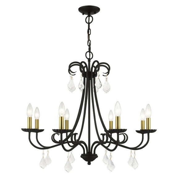 40878-04-Livex Lighting-Daphne - 8 Light Large Chandelier-25 Inches Tall and 29.75 Inches Wide-Black/Antique Brass Finish    -Traditional Installation
