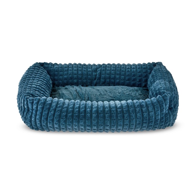 Vibrant Life Small Flannel Waffle Texture Bolster Bed, Blue photo 1