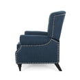 thumbnail image 5 of Chatau Contemporary Tufted Recliner with Nailhead Trim, Navy Blue Fabric and Espresso, 5 of 9