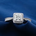 thumbnail image 5 of Blue Jewel 1.9 Ct VVS1/D Princess Cut Lab Created Simulated Diamond Ring - Silver 14K White gold Plated Ring - Halo Solitaire with Accent Engagement Rings - Ever & Ever Halo-Style Engagement Rings, 5 of 9