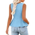 thumbnail image 6 of YUGYXL Women's Summer Sleeveless Tank Tops Crewneck Ruffle Flowy Blouses Business Casual Outfits Light Blue M, 6 of 8