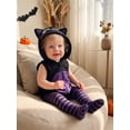 thumbnail image 4 of RUINIXCW Newborn Baby Girl Boy Halloween Cat Costume Infant Spring Fall Winter Cosplay Outfit Sleeveless Hooded Zip Romper Stockings Set, 4 of 10