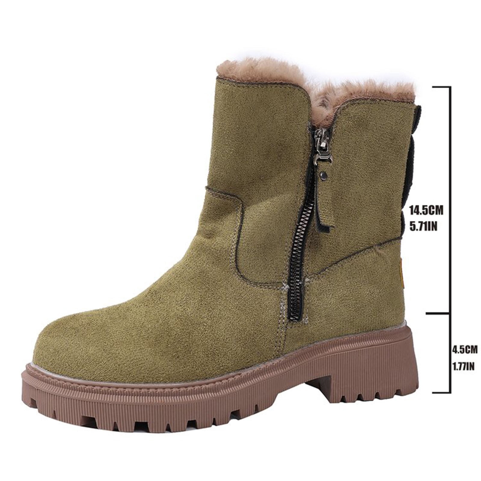 Xfvqtps Thermal Winter Boots for Women Warm Furry Lined Mid Calf Boots Waterproof Snow Shoes Non Slip Sole Outdoor Hiking Booties Comfortable Green