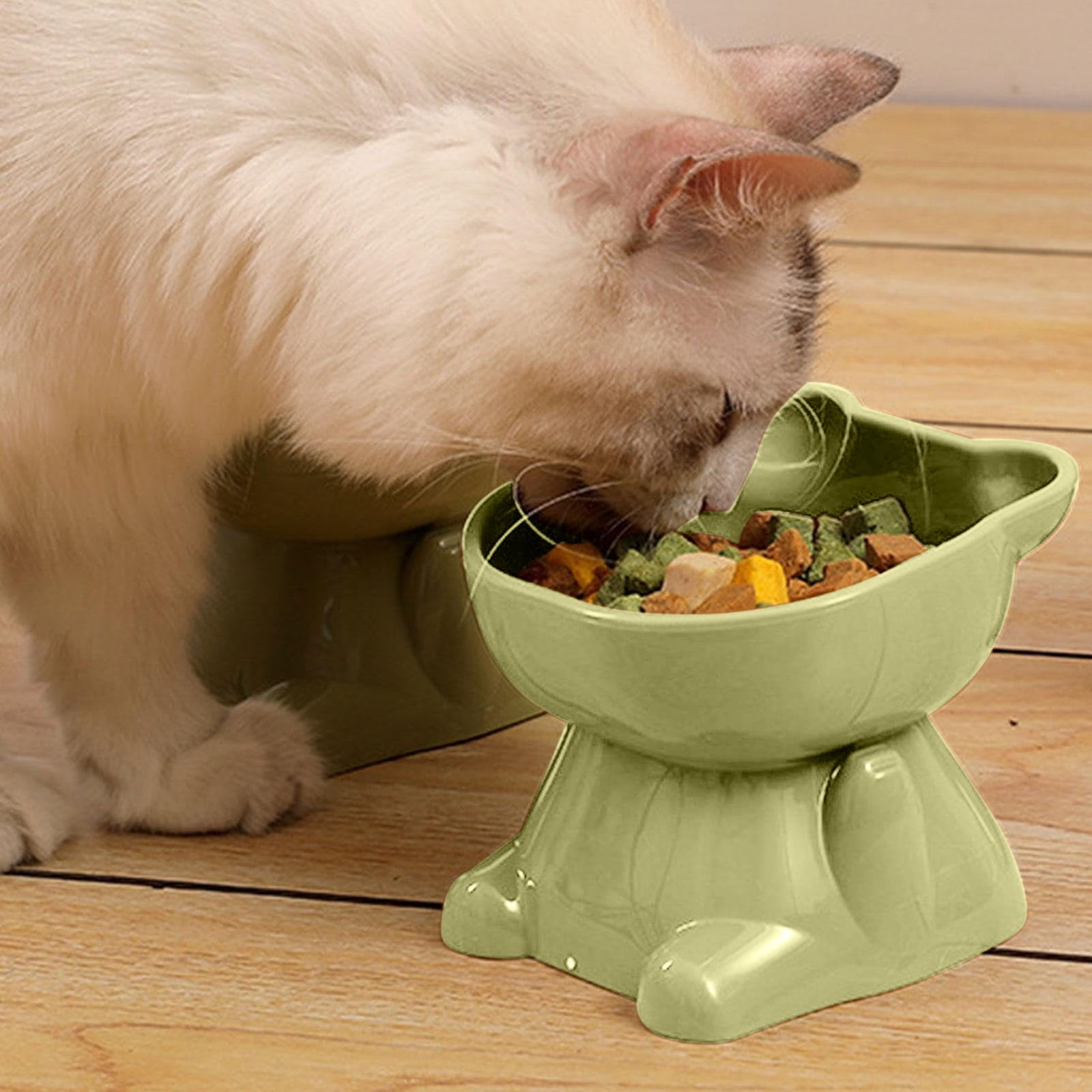 Elevated Slow Feeder Cat Bowl â Silicone Tilted Pet Dish for Dry & Wet Food, Non- Base & Whisker Fatigue Relief, for Fast Eaters & Digestion Support