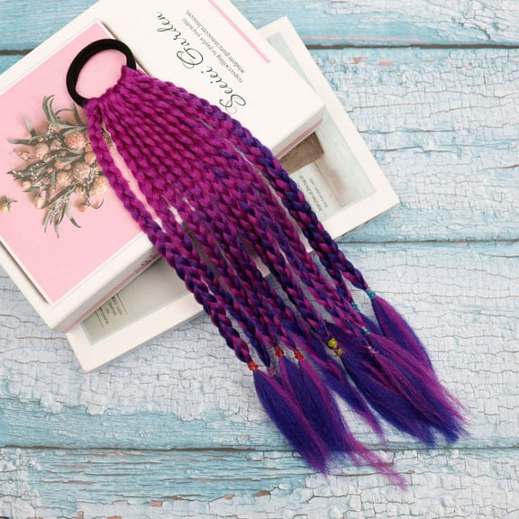 KIHOUT Color Braid Ponytail Wig Three-strand Braid Short Gradient Dirty Braid