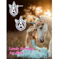 thumbnail image 4 of Just Being Cute 925 Sterling Silver Earrings for Girls Women, Initial Cubic Zirconia Stud Earring Unicorn Alphabet Letter G Stud Jewelry Gifts for Birthday Christmas with Card, 4 of 9