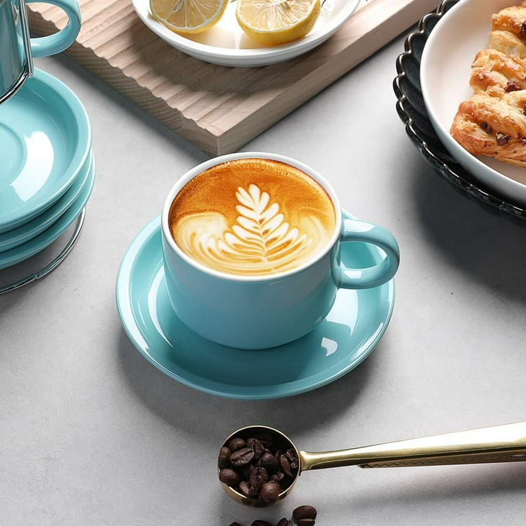 Modern Ceramic White Double Espresso Cups Set of 4 - Cute Coffee