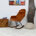 thumbnail image 6 of Jayce Mid Century Modern Indoor Nursery Velvet Rocking Chairs in Orange, 6 of 7
