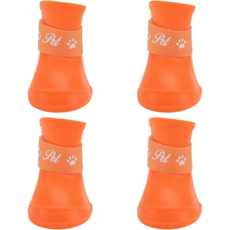 Little Pet Dog Puppy Anti- Slip Rain Snow Boots Candy Colors Rubber Waterproof Boots Shoes- Size M (Orange) Pet Toys