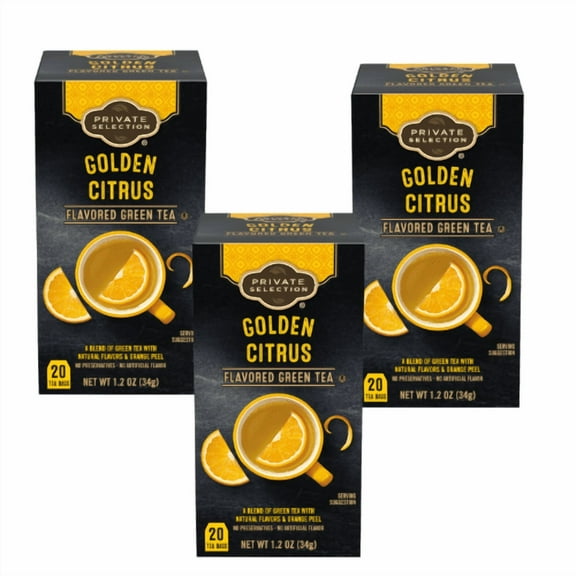 Private Selection Golden Citrus Green Tea 60 Bags, 1.2 oz,3 Pack