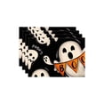 thumbnail image 2 of Halloween Placemats Set of 6, Fall Halloween Decor, Ghost Decorations, Placemats Set of 6, 16X12 Inch Black Cute Ghost Pattern Linen Table Mats, Easy to Clean Anti-Scuff Heat, 2 of 7