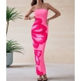 thumbnail image 6 of Women Summer Strapless Maxi Dress Bodycon Floral Long Wedding Guest Dress Formal Cocktail Dresses Pink XL (Wedding Guest Dresses Summer), 6 of 9