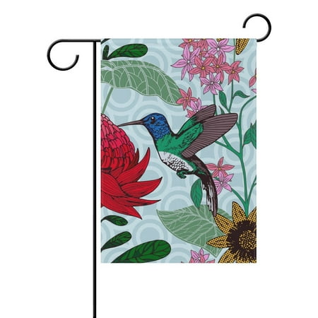 Popcreation Vintage Style Tropical Hummingbird And Flowers Polyester Popcreation Vintage Style Tropical Hummingbird And Flowers Polyester Garden Flag Outdoor Home Party Decor