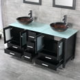 thumbnail image 2 of Wonline 60" Modern Design Solid Wood Bathroom Vanity Cabinets w/Vessel Sinks & Mirrors, 2 of 5