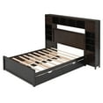 thumbnail image 4 of Newest Full Size Wooden Bed With All-in-One Cabinet, Shelf and Sockets,Twin Size Trundle, Espresso, 4 of 10
