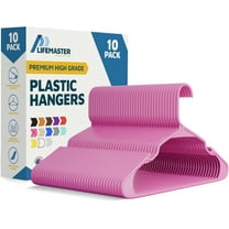 Lifemaster Plastic Clothes Hangers, Heavy-Duty Set for Shirts, Dresses, and Coats, Space-Saving Design with Non-Slip Grooves, Holds Up to 5 lbs, Pack of 10