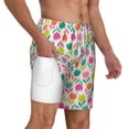 thumbnail image 3 of Picia Tulips Flowers pattern Mens Swim Trunks with Compression Liner Stretch Beach Shorts Quick Dry with Zipper Pockets No-Chafing Board Shorts-Medium, 3 of 9