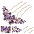 thumbnail image 4 of MOVTOTOP Purple Rhinestone Hair Comb for Wedding Updo Bride Accessory with 4 Prong Claw Metal Lightweight, 4 of 8