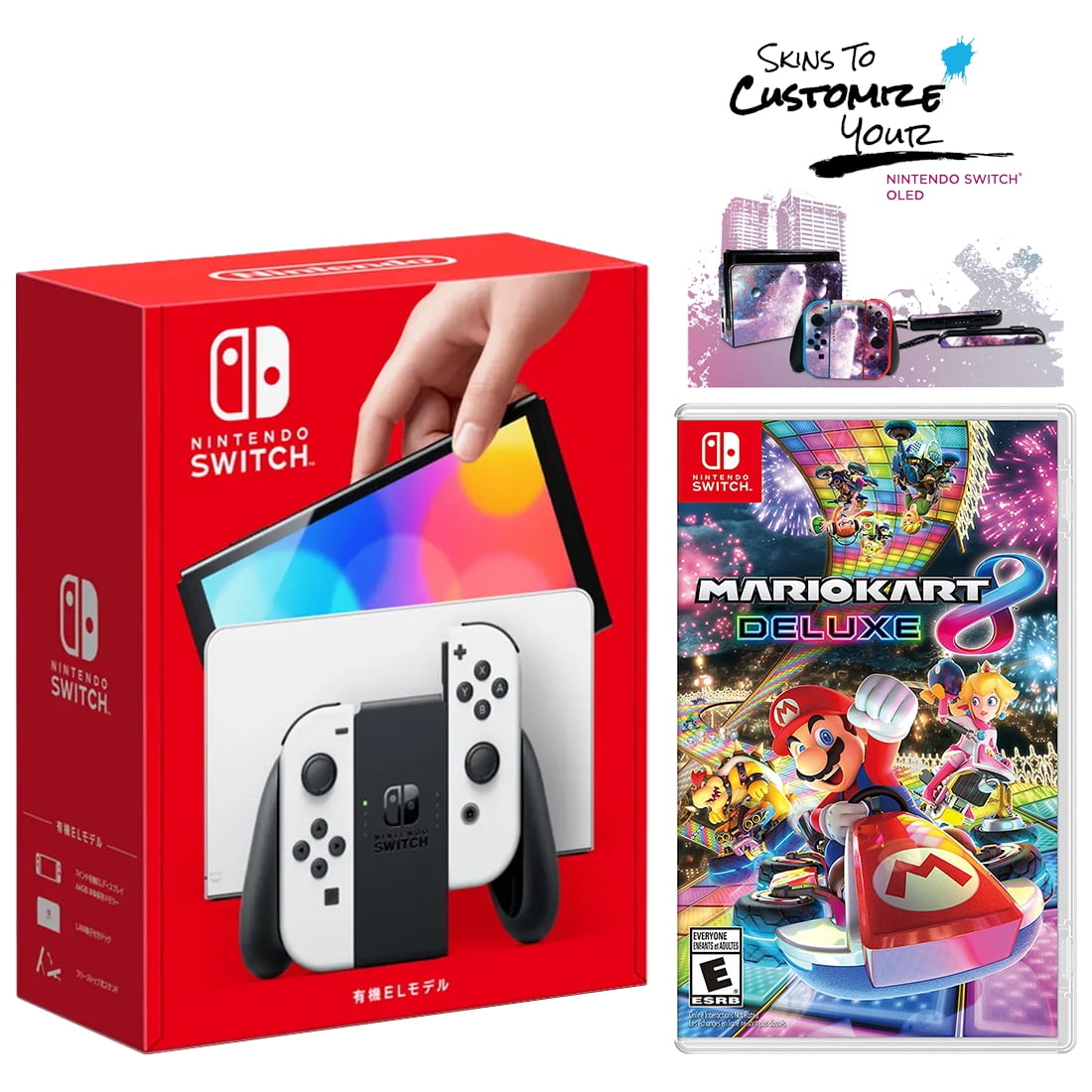 Nintendo Switch OLED Model w/ White Joy-Con + Mario Kart 8 Game