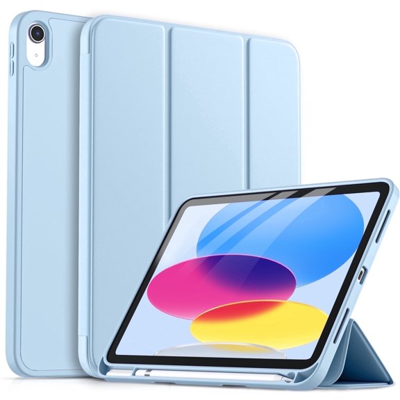 GEAK Compatible with Apple iPad A16 Case 11 inch & iPad 11th 10th Generation Case Cover 10.9 inch with Pencil Holder, Blue