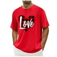 thumbnail image 2 of UVEASISHA Mens Valentine's Day Shirt Plaid Love Heart Print T-Shirts Summer Short Sleeve Crewneck Graphic Tees Regular Fit Fashion Vacation Tshirt Red XXL, 2 of 6