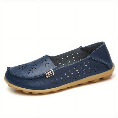 

ASWMXR Women‘s Hollow Out Design Loafers Lightweight Closed Toe Slip On Shoes Women‘s Anti-skid Shoes