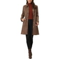 thumbnail image 2 of Unique Bargains Women's Winter Faux Suede Button Front Belted Trench Coat S Dark Brown, 2 of 5